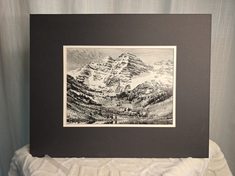 Ansel Adams Maroon Bells Flat Framed Museum Graphics 16×20 Matte Photo