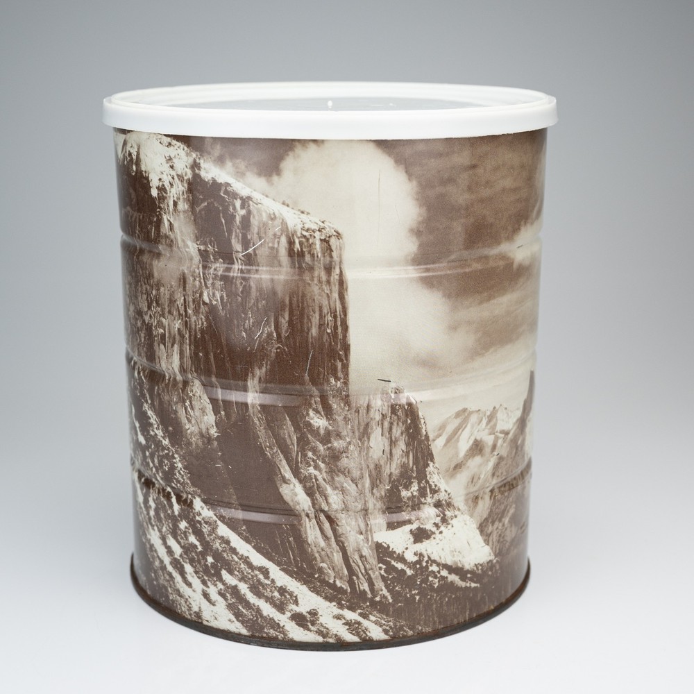 Vtg 1969 Ansel Adams Winter Morning Yosemite Valley Hills Bros Tin Coffee Can