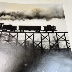 Original JAMES P GALLAGHER Gross Trestle Railroad Gelatin Photo Signed 11×14