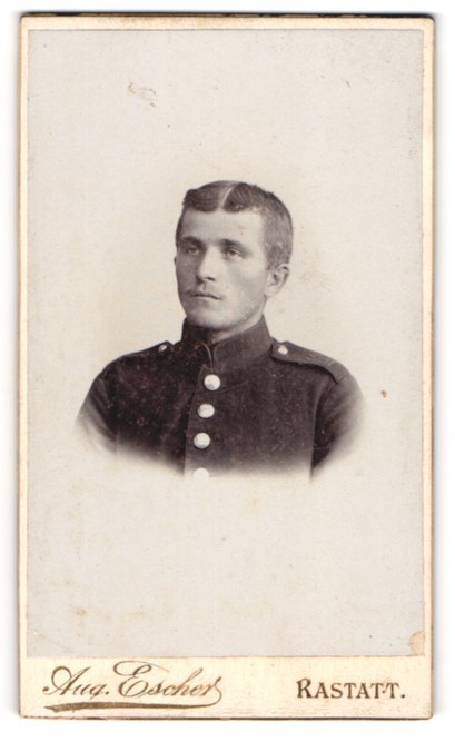 Photograph Aug. Escher, Rastatt, soldier in uniform with moustache