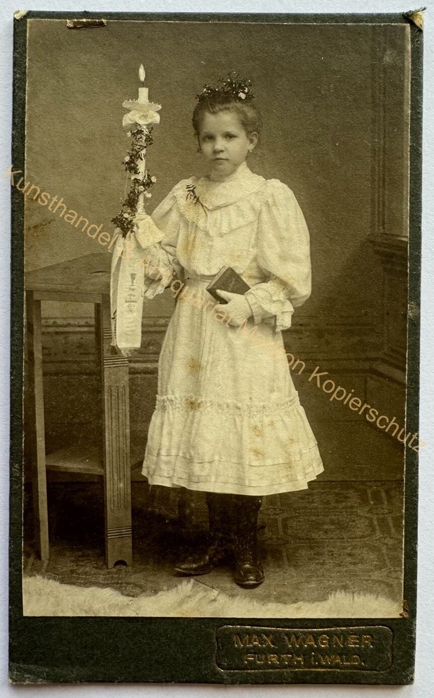 orig. CDV photo photograph picture old child children fashion around 1890 Furth forest communion