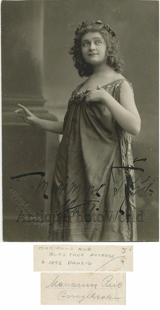 Marianne Rub Austria actress autographed photo 1920s