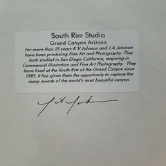 SOUTH RIM STUDIO Full Color GRAND CANYON PHOTO signed by JASMINE ANN JOHNSON