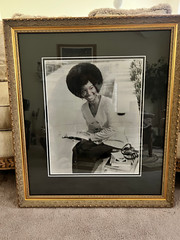 Afro woman portrait 28 x 32 (black & white with golden frame)