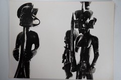 Photo Argentique Afrique Statuette Africaine Sculpture Chokwe ? Angola ? 30X40cm