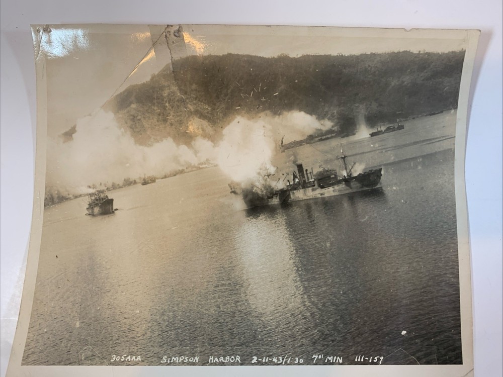 WWII Real 8” x 10” Simpson Harbor, New Britain, 1943 Battleship