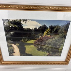 Vintage Framed Garden Landscape Photo Print Gold Ornate Frame 12″ x 15″