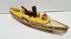 Rare Vintage Wilkins Cast Iron Paddle River Boat City of New York 1890-95 USA