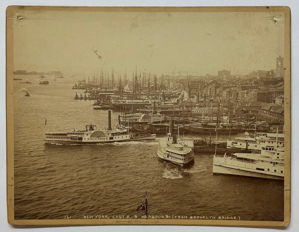 Antique John S Johnston ‘NEW YORK East River from BROOKLYN BRIDGE’ Photograph