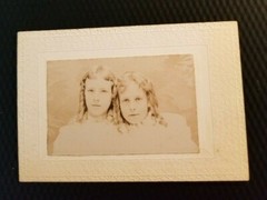 Circa 1860s Cabinet Card Photograph TWIN GIRLS Ringlets Around 10 Years Old