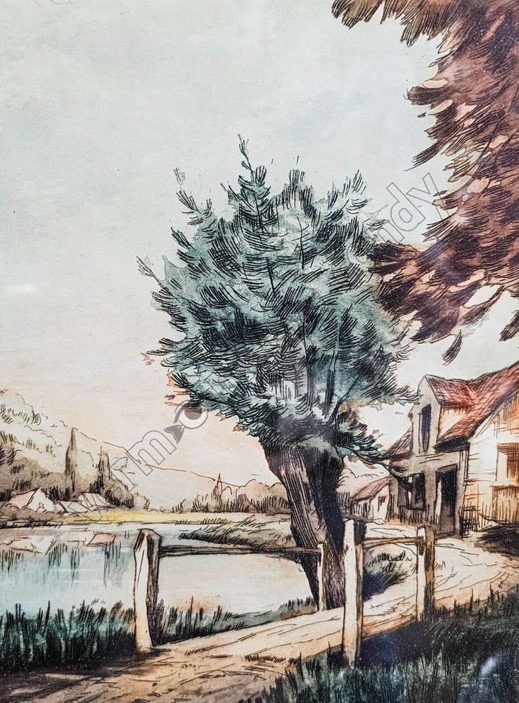 Cottage on the Side of the Pond Landscape DIGITAL DOWNLOAD Print – Home Wall Art