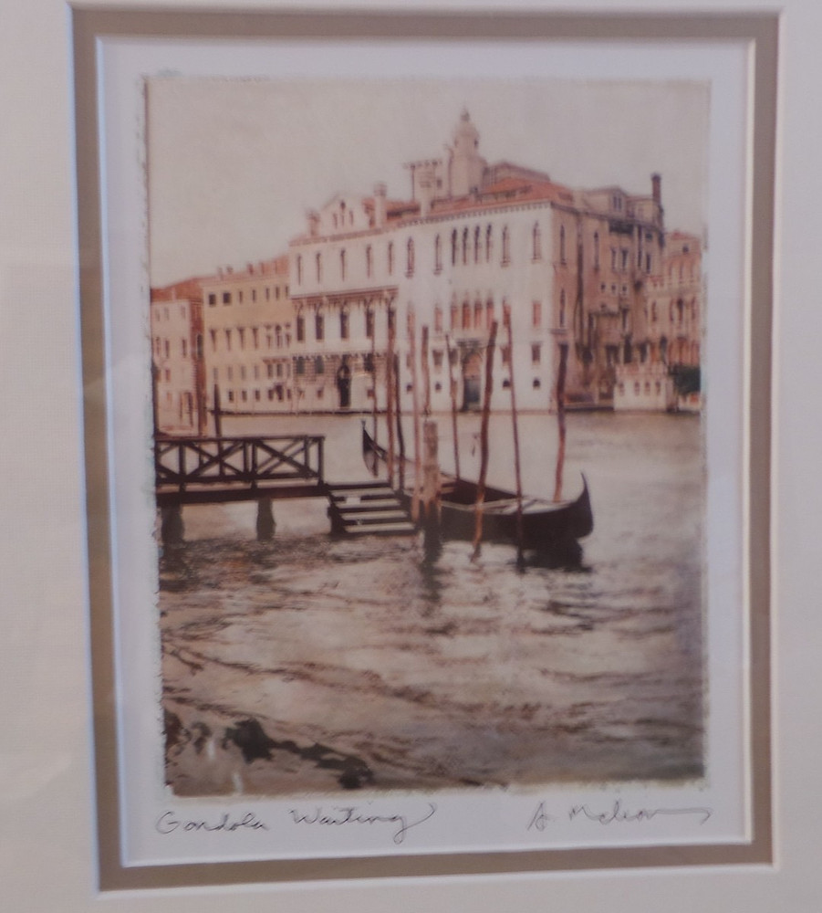 Venice Italy Gondola Waiting photo print framed & matted signed by Melious NF