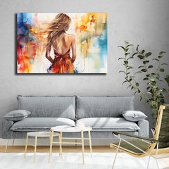 Beautiful Modern Woman Abstract Contemporary Painting Art, Trendy Hipster Decor