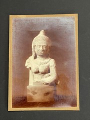Rare Albumen Print Photo XIX Statue Art Kmer Sculpture Cambodia Angkor Wat