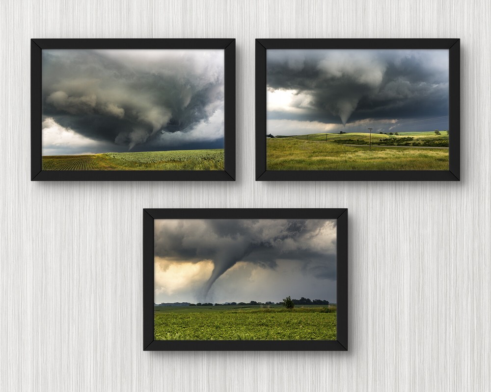 4x6in Set of 3 tornado photography prints weather pictures nature photo collage