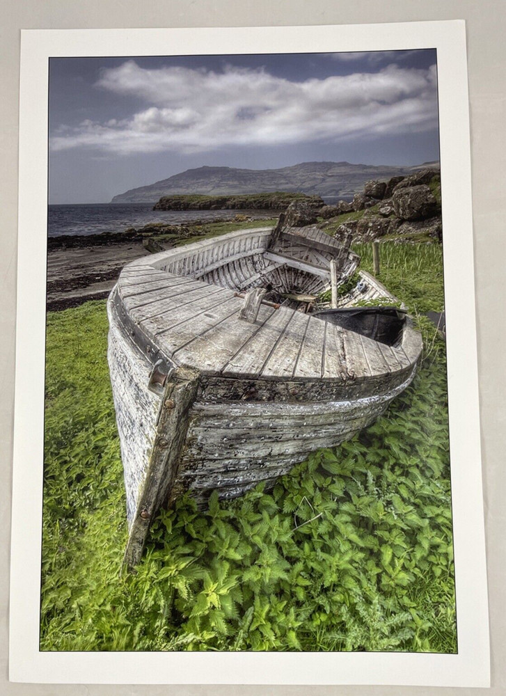 Last Resting Place Rustic Boat Coast Scene 16″ by 11″