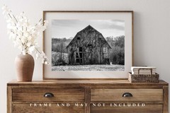 Barn Photography Print: Missouri Black & White Farm Rustic Country Rural Photo