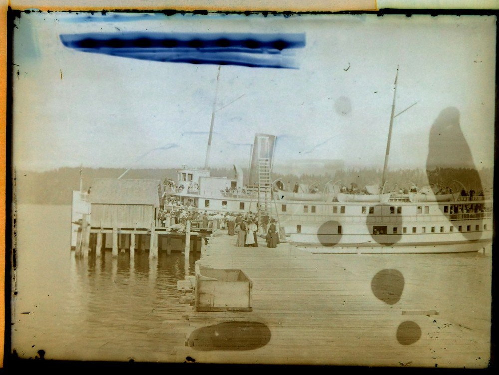 Rare Antique Photograph Glass Negative Ocean Passenger Ferry Majestic @ 1907