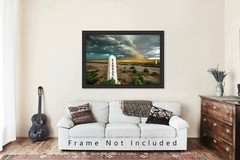 Great Plains Photography Print – Storm Behind Railroad Post at Kansas State Line