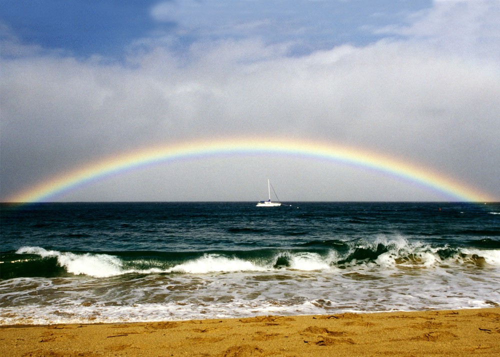 «Embraced by a Rainbow», 10”x14” Full Sky Hawaiian Rainbow Photograph