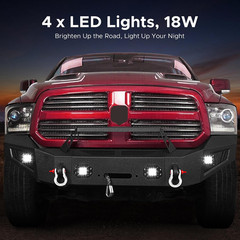 Off Road Front Bumper Fit for Ram 1500 2013-2018 | W/4 Lights, Winch Plate, Pre-