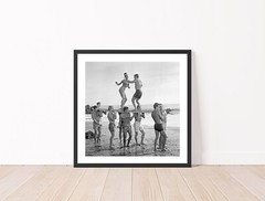 Surfers Beach Party Photography Vintage Surfers Poster Black and White Photo