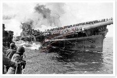 WWII U.S.S. Franklin Aircraft Carrier Destroyed Japan Coast Silver Halide Photo
