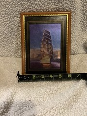 6″x 8″ Framed Foil Art Print of Mid-Century Sailboat Great Condition