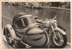 Vintage Photo Motorcycle With Sidecar Circa 1950s