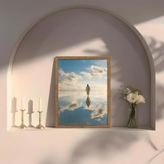 Framed Jesus Walking on Water Canvas Wall Art Jesus Pictures 12×16 Inch | Chr…