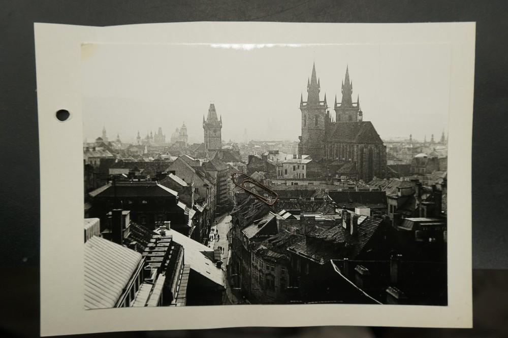 Photo View Prague Czech Republic Church Tower Building Large Format Picture Old Street Cathedral