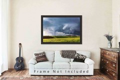 Storm Photography Print – Picture of Twin Tornadoes on Spring Day in Kansas