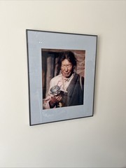 Framed And Matted Photograph Portrait Tibetan Woman Holding A Mani Wheel 20”x16”