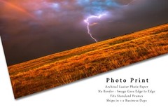 Storm Photography Print – Picture of Lightning Strike at Dusk in Oklahoma