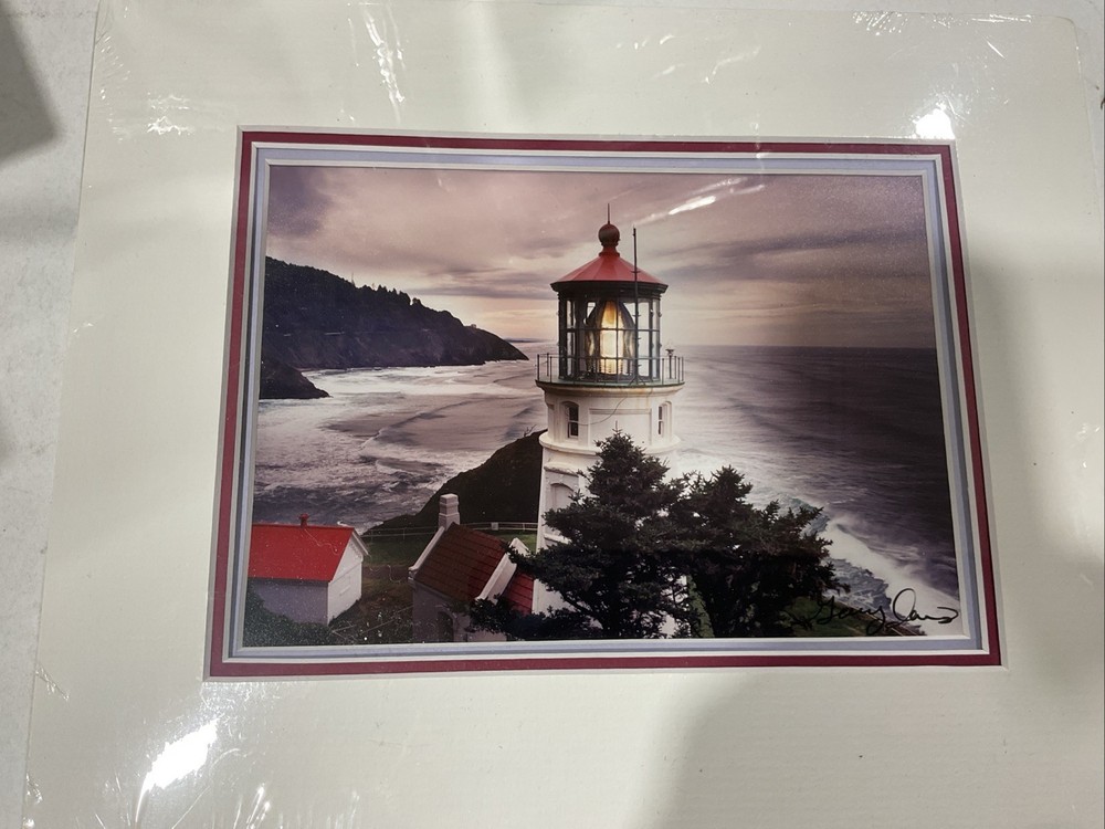 Gary Davis Photography Heceta Head Lighthouse Ocean Signed Matted