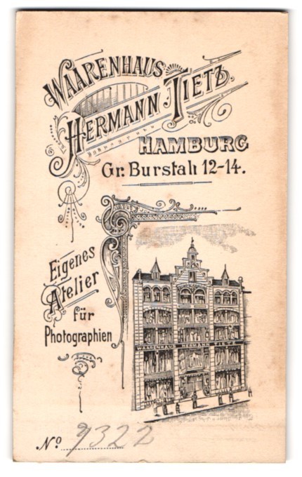 Photography Hermann Tietz, Hamburg, view Hamburg, photo studio in department store T