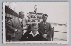 Portrait of Men in Front of Steamer GERMANY with NS Flag – Vintage Photo 1930s