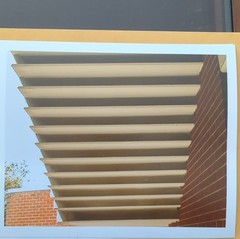 Modern Architectural Photograph of Brick Building in Color, Landscape, Unframed