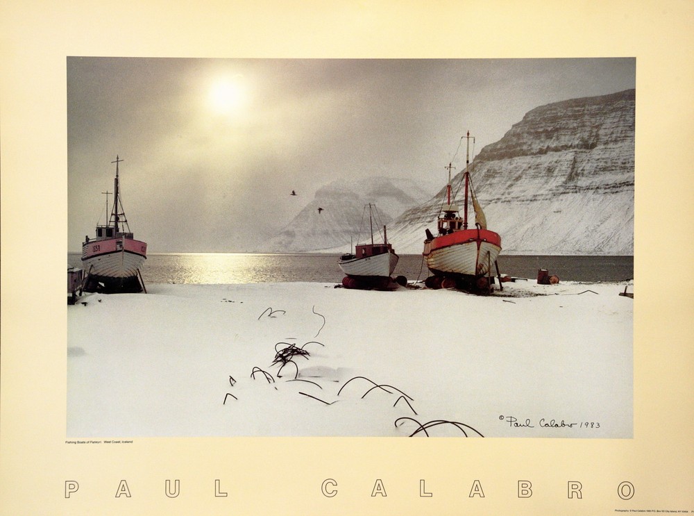 Icelandic Fjords and Fishing Boats Paul Calabro Original 1985 Photo Litho Signed
