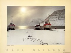 Icelandic Fjords and Fishing Boats Paul Calabro Original 1985 Photo Litho Signed