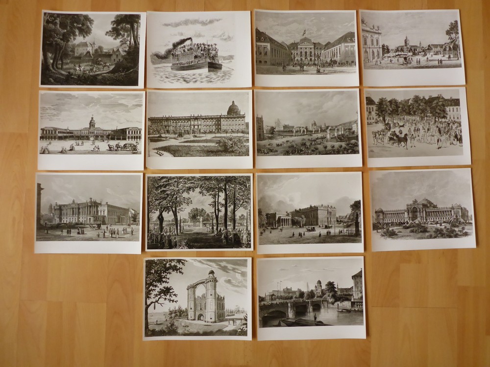 14 x Old Photo Large Format Berlin Graphic Steel Engraving …