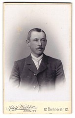 Photography Adolf Winkler, Görlitz, Berlinerstr. 12, Portrait Of A Man With Sc