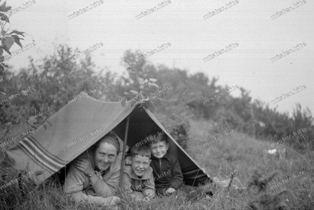 Vintage Photo Negative-1930-Young-cute-Boy-when camping with mom-4