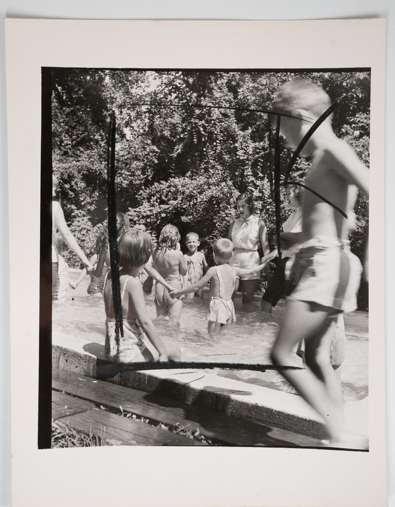 Analog Photo France Child At Summer Camp 18X24CM 1960 TRACTOR