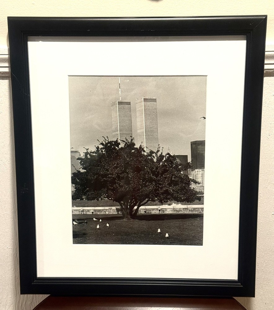 WTC Twin Towers NYC Black & White Photo Print Custom Matted & Framed 19 x 22 #2