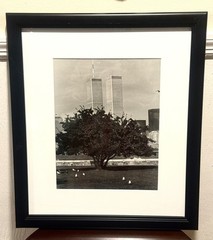 WTC Twin Towers NYC Black & White Photo Print Custom Matted & Framed 19 x 22 #2