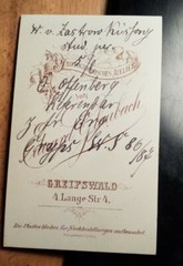 W. von Zastrow… as a law student in WS 1886/87 CDV Eduard Glaubach Greifswald