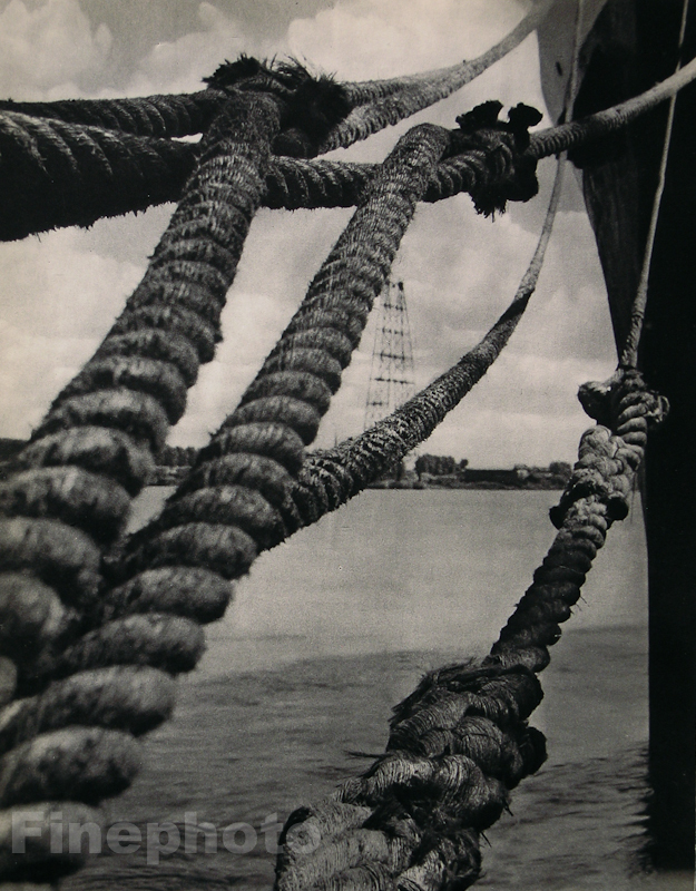 1935 Vintage NAUTICAL BOAT SHIP Rope France Photo Gravure FRANCOIS KOLLAR 16×20