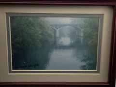 Signed Michael Wright Landscape River with Bridge Photograph