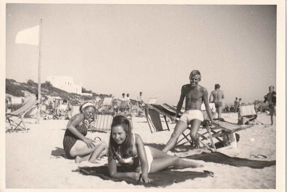 Vintage Photo Beautiful Woman in Bikini Man in Swim Trunks Fashion 1960s
